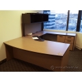 Espresso and Maple U / C Suite Bow Front Desk with Overhead